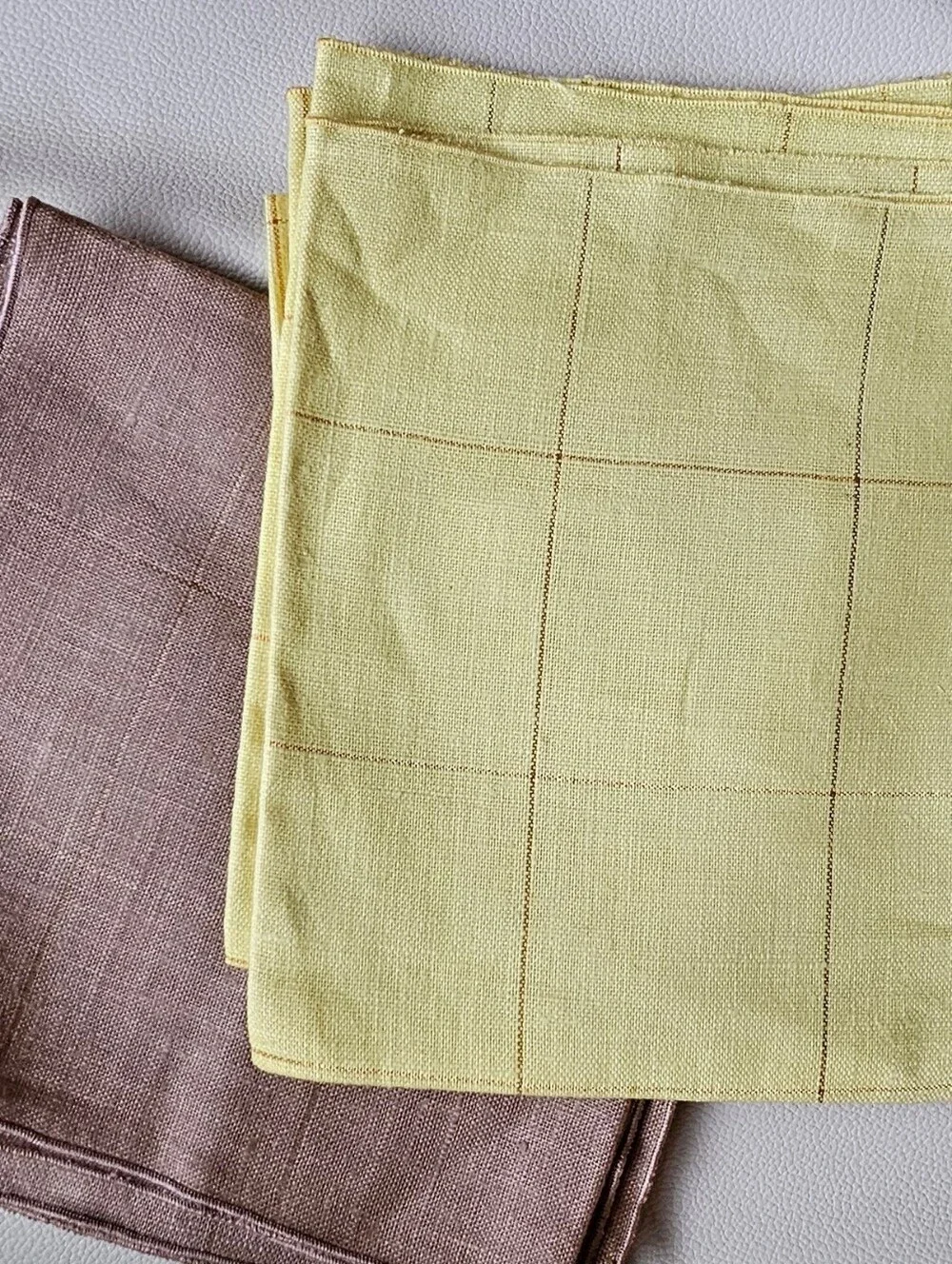 Vintage Linen Napkins Windowpane Design